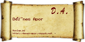 Dénes Apor névjegykártya